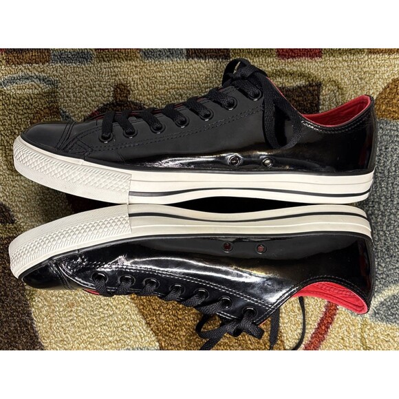 Converse Unisex CT All Star Patent Low Black Sneakers Mens 10 Women 12 - Picture 3 of 8